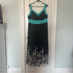 LANE BRYANT Black Sleeveless Chiffon Maxi Dress Lined Size 18 White Floral